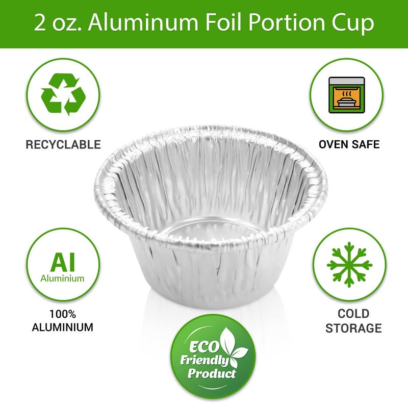 KitchenDance.com KitchenDance Disposable Silver Aluminum Foil Mini Ramekin Cup - 2 Ounces Round Heavy Duty Aluminum Pans for Baking, Storing, Preparing Food - Oven Safe Cups Perfect for Desserts or Flan, #S220 (50) - Image 5